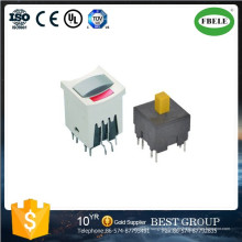Kleiner Druckschalter, Mini-Druckschalter mit LED, mit Lampe Schalter 15.1 * 15.1 Square mit Lampe selbstsichernde Reset-Taste Schalter